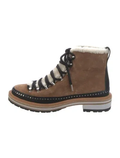 Pre-owned Rag & Bone Suede Studded Accents Combat Boots In Black