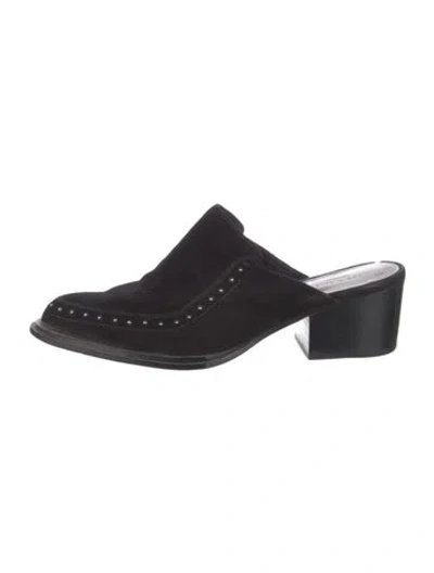 Pre-owned Rag & Bone Suede Studded Accents Mules In Black