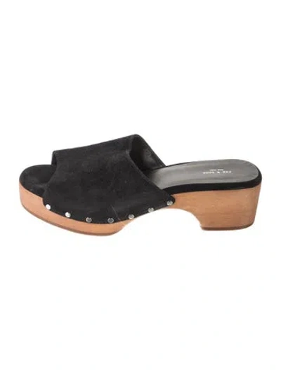Pre-owned Rag & Bone Suede Studded Accents Mules In Black