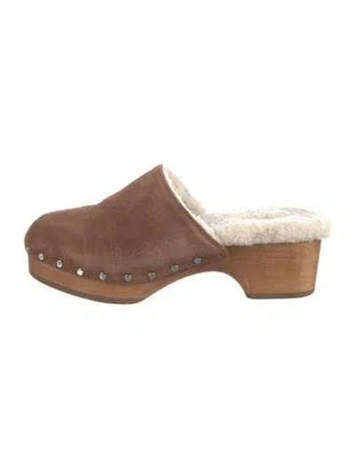 Pre-owned Rag & Bone Suede Studded Accents Mules In Brown