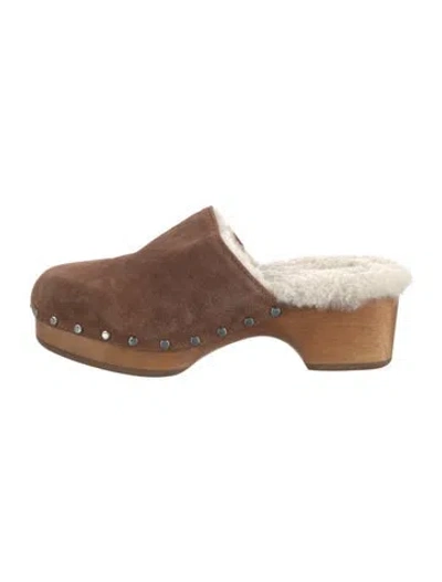 Pre-owned Rag & Bone Suede Studded Accents Mules In Brown