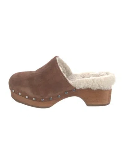Pre-owned Rag & Bone Suede Studded Accents Mules In Brown