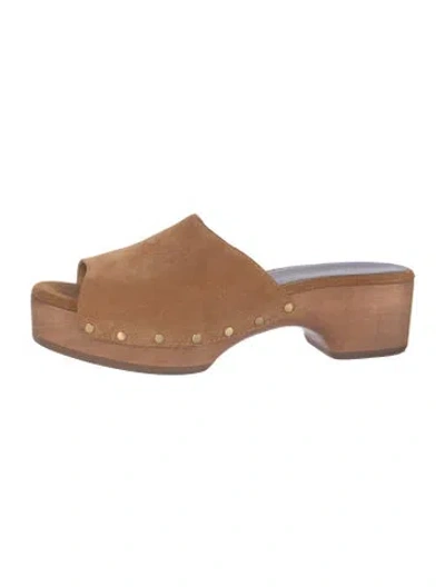 Pre-owned Rag & Bone Suede Studded Accents Mules In Brown