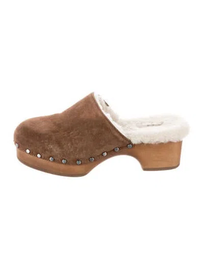 Pre-owned Rag & Bone Suede Studded Accents Mules In Brown