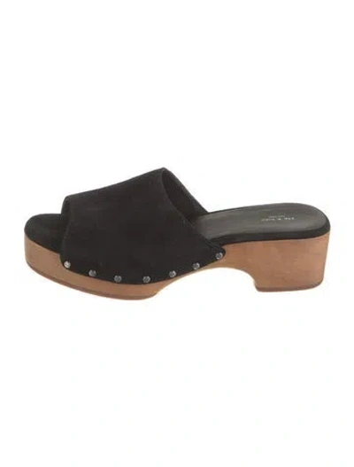 Pre-owned Rag & Bone Suede Studded Accents Slides In Black