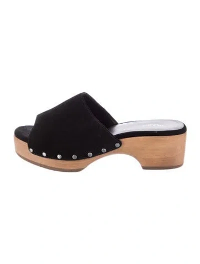 Pre-owned Rag & Bone Suede Studded Accents Slides In Black