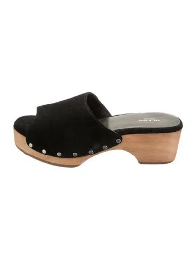 Pre-owned Rag & Bone Suede Studded Accents Slides In Black
