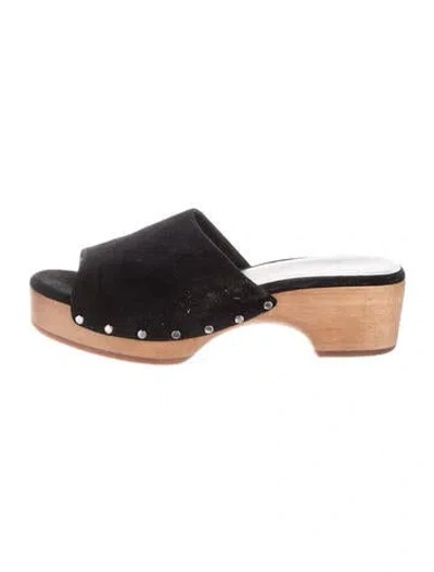 Pre-owned Rag & Bone Suede Studded Accents Slides In Black
