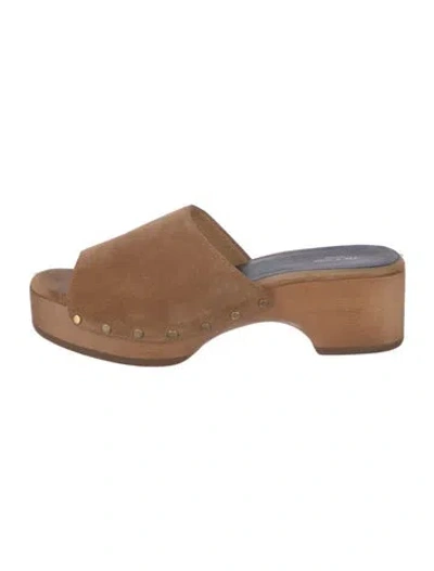 Pre-owned Rag & Bone Suede Studded Accents Slides In Brown