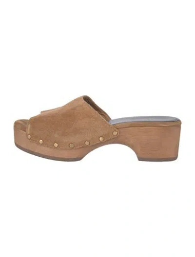 Pre-owned Rag & Bone Suede Studded Accents Slides In Brown
