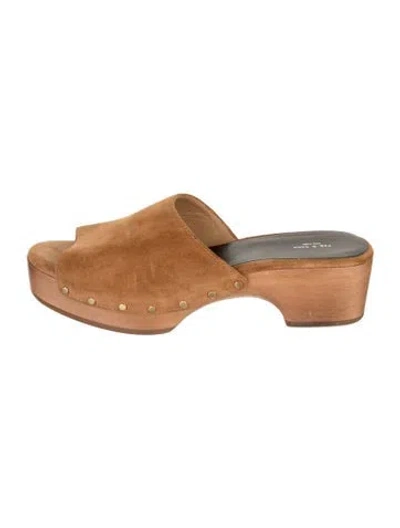 Pre-owned Rag & Bone Suede Studded Accents Slides In Brown