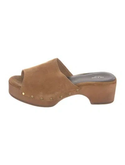 Pre-owned Rag & Bone Suede Studded Accents Slides In Brown