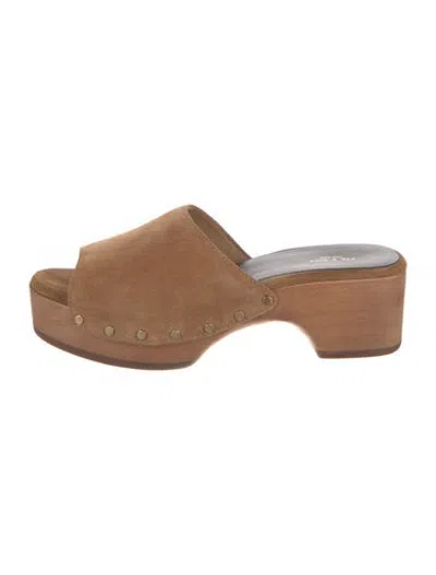 Pre-owned Rag & Bone Suede Studded Accents Slides In Brown