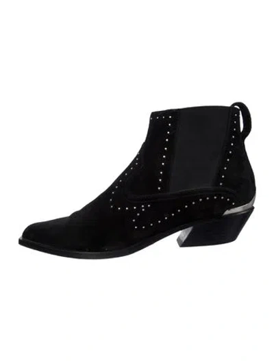 Pre-owned Rag & Bone Suede Studded Accents Western Boots In Black