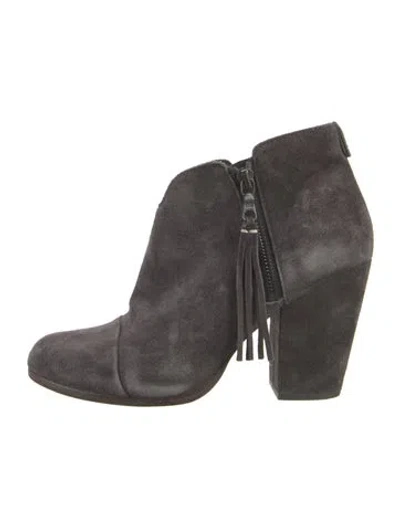 Pre-owned Rag & Bone Suede Tassel Accents Boots In Gray