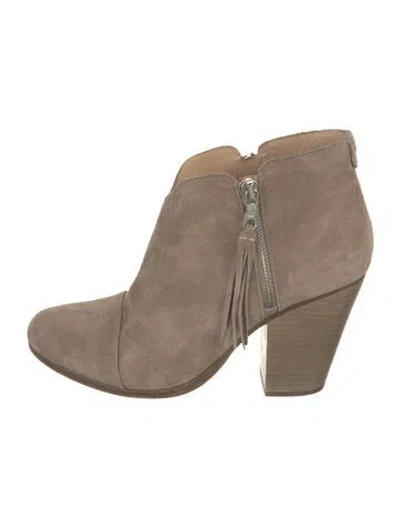 Pre-owned Rag & Bone Suede Tassel Accents Boots In Neutral