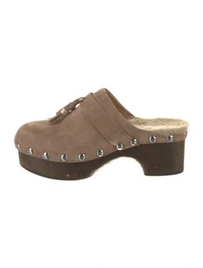 Pre-owned Rag & Bone Suede Tassel Accents Mules In Brown