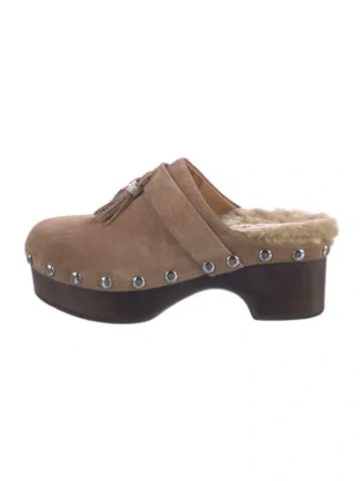 Pre-owned Rag & Bone Suede Tassel Accents Mules In Neutrals