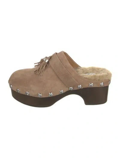 Pre-owned Rag & Bone Suede Tassel Accents Mules In Neutrals
