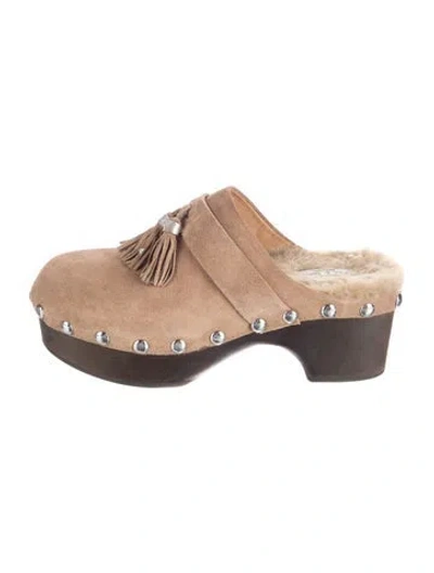 Pre-owned Rag & Bone Suede Tassel Accents Mules In Neutrals