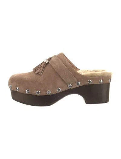 Pre-owned Rag & Bone Suede Tassel Accents Mules In Neutrals
