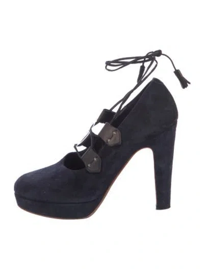 Pre-owned Rag & Bone Suede Tassel Accents Pumps In Blue