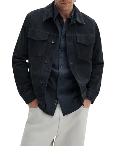 Rag & Bone Suede Trucker Jacket In Blue