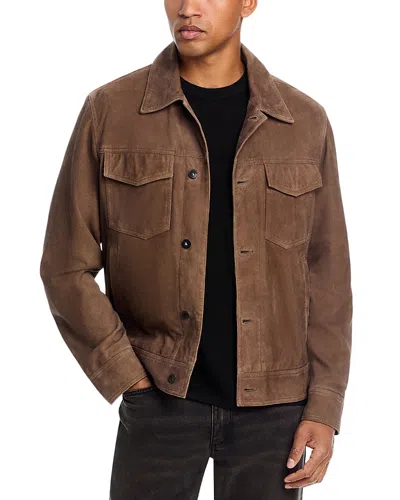 Rag & Bone Suede Trucker Jacket In Brown