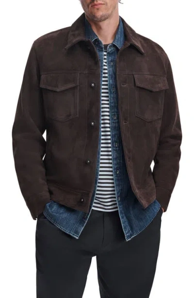 Rag & Bone Suede Trucker Jacket In Brown