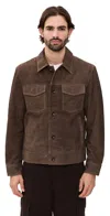 Rag & Bone Suede Trucker Jacket Lbrwn In Brown