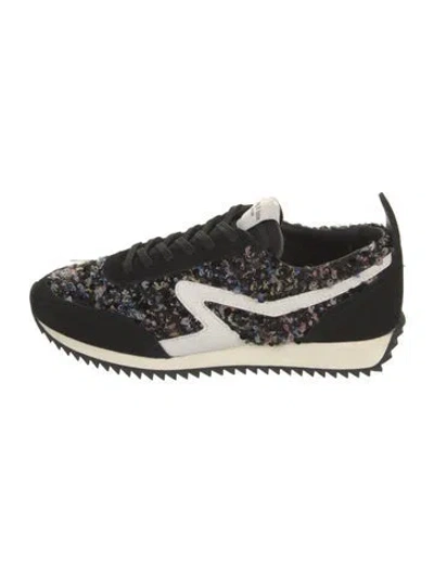 Pre-owned Rag & Bone Suede Tweed Pattern Athletic Sneakers In Black