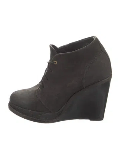 Pre-owned Rag & Bone Suede Whipstitch Trim Lace-up Boots In Black