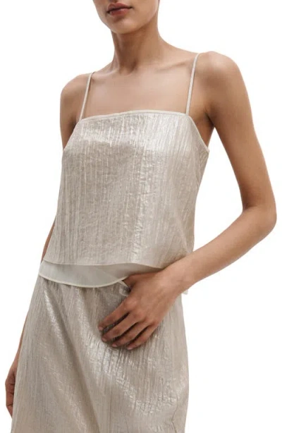 Rag & Bone Suki Crinkled Organza Cami In Neutral