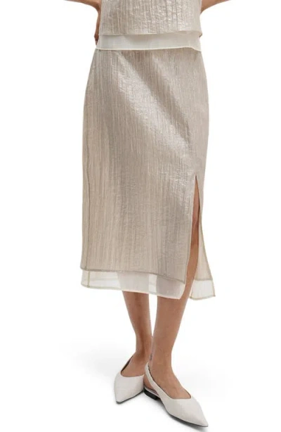 Rag & Bone Suki Crinkled Organza Midi Skirt In Gray