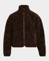 Rag & Bone Sun Sherpa Zip Up Leopard Jacket In Brown