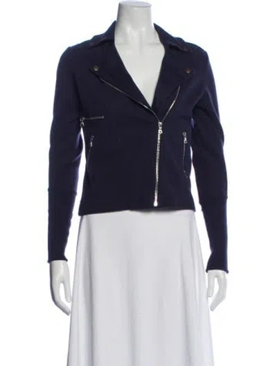 Pre-owned Rag & Bone Supima Cotton Biker Jacket In Blue