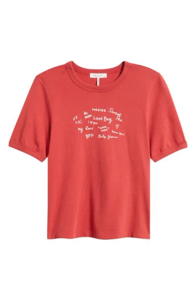 Rag & Bone Sweetheart Phrases Mica Cotton Graphic T-shirt In Red