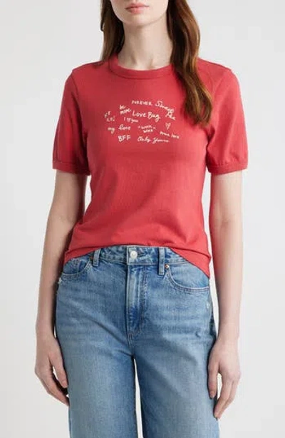 Rag & Bone Sweetheart Phrases Mica Cotton Graphic T-shirt In Red