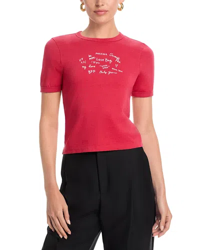 Rag & Bone Sweetheart Phrases Mica Ringer Tee In Red