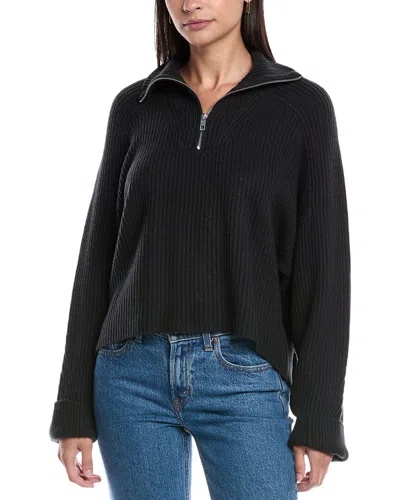 Rag & Bone Taavi Wool & Cashmere-blend 1/4-zip Funnel Sweater In Black
