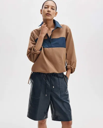 Rag & Bone Taffeta Rugby Shirt In Brown