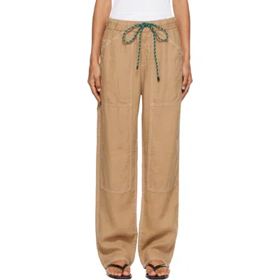 Rag & Bone Tan Atlas Linen Lounge Pants In Brown