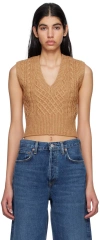 Rag & Bone Elizabeth Cropped Cable-knit Wool, Cotton And Alpaca-blend Vest In Camel