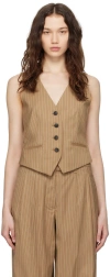 Rag & Bone Priya Italian Stripe Wool-blend Vest In Camelstrp