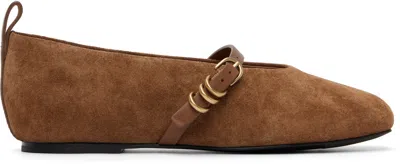 Rag & Bone Tan Spire Suede Mary Jane Flats In Brown