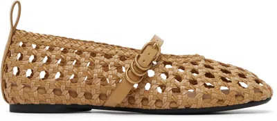 Rag & Bone Tan Spire Woven Mary Jane Faux-leather Flats In Brown