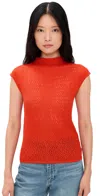 Rag & Bone Tana Merino Cap Sleeve Sweater Bright Orange In Blue