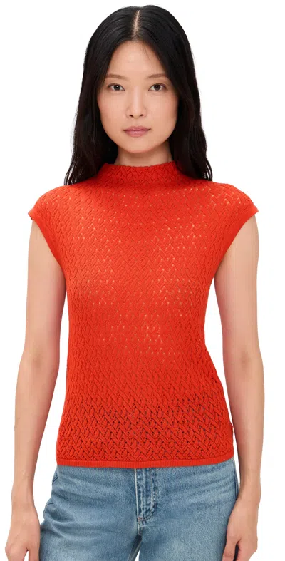 Rag & Bone Tana Merino Cap Sleeve Sweater Bright Orange In Blue