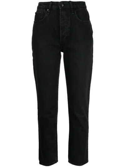 Rag & Bone Tapered Cotton Jeans In Black