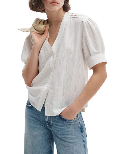 Rag & Bone Taylor Short Sleeve Woven Shirt In White